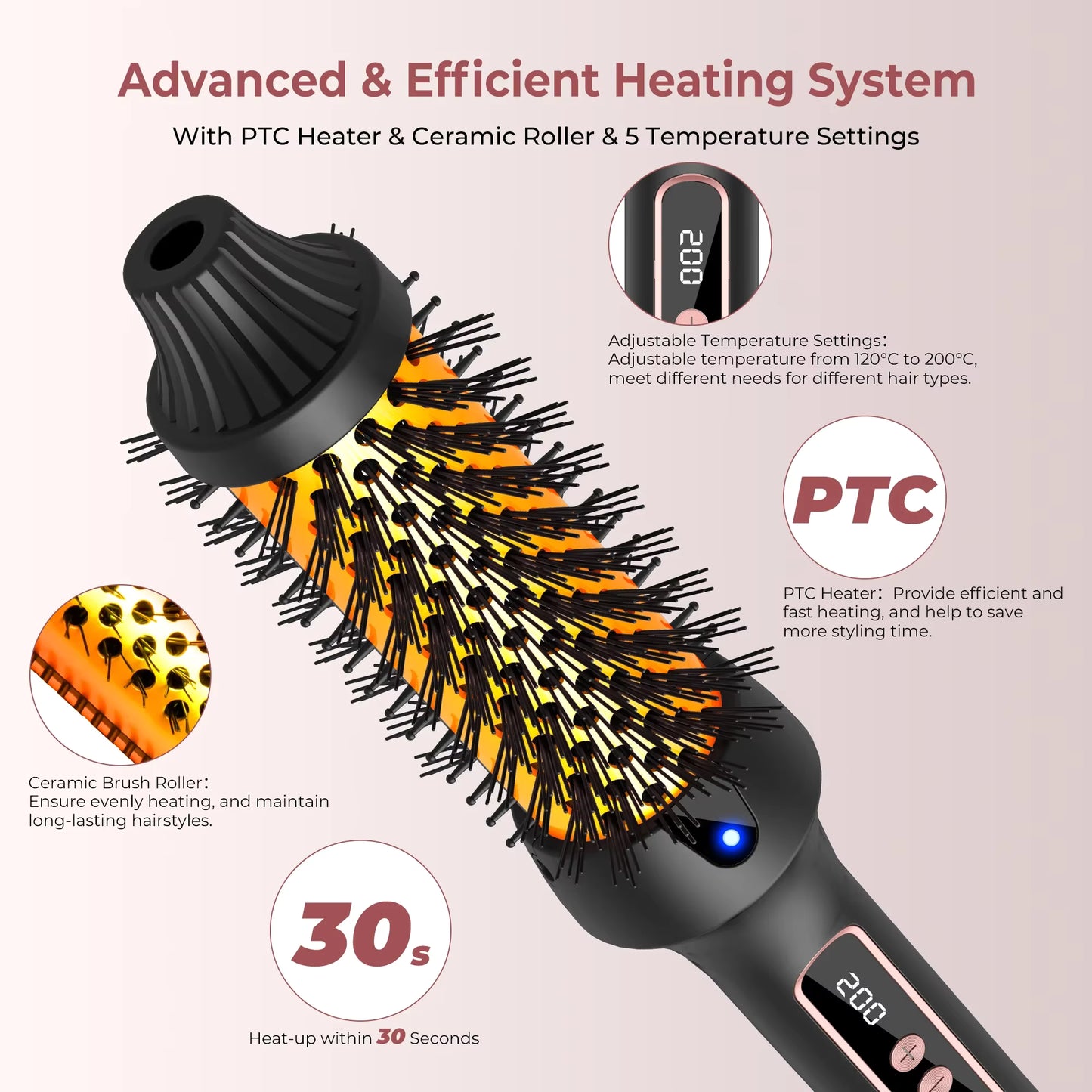 3-in-1 Thermal Brush – Ionic Hair Curler & Straightener
