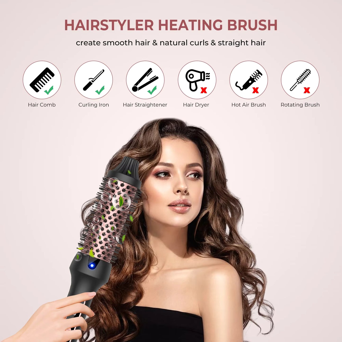 3-in-1 Thermal Brush – Ionic Hair Curler & Straightener