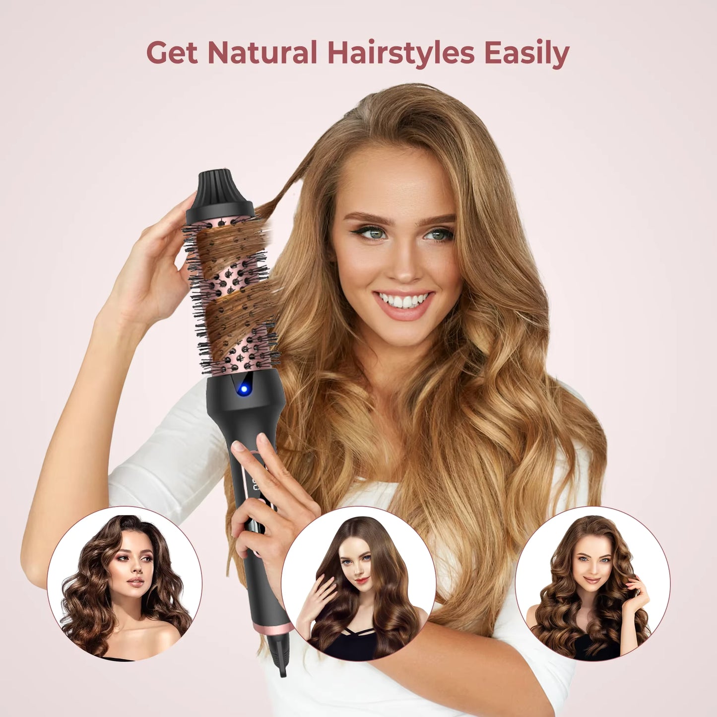3-in-1 Thermal Brush – Ionic Hair Curler & Straightener